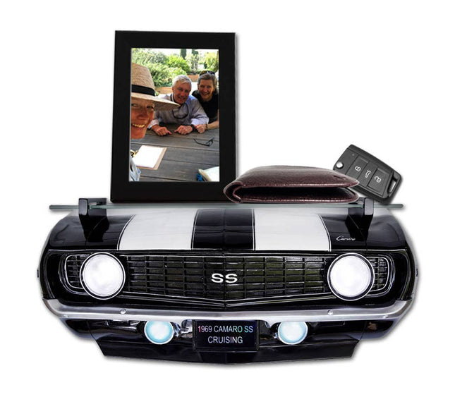 1969 Camaro SS Wall Shelf with Lights, Black and White