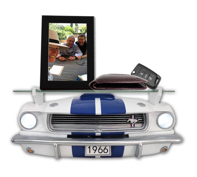 1966 Shelby GT350 Wall Shelf with Lights, White & Blue