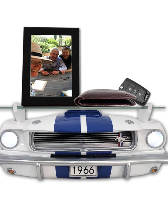 1966 Shelby GT350 Wall Shelf with Lights, White & Blue