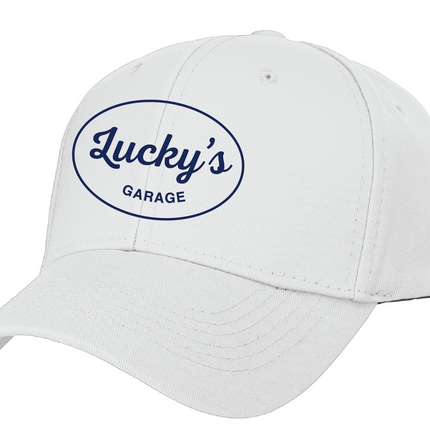 Luckys Garage White Cap