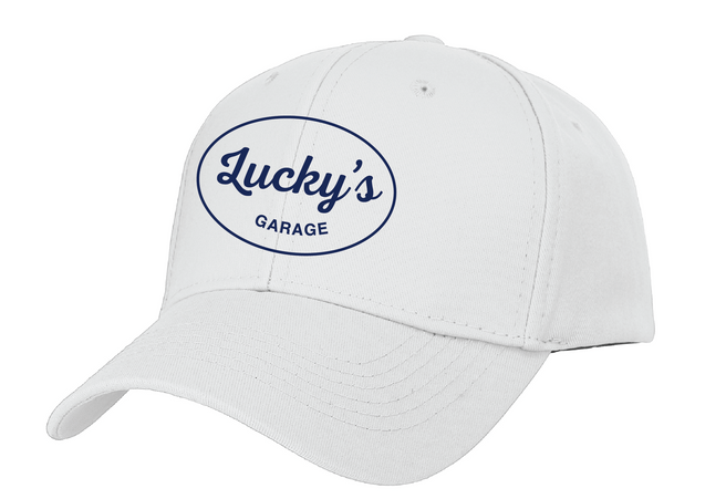 Luckys Garage White Cap